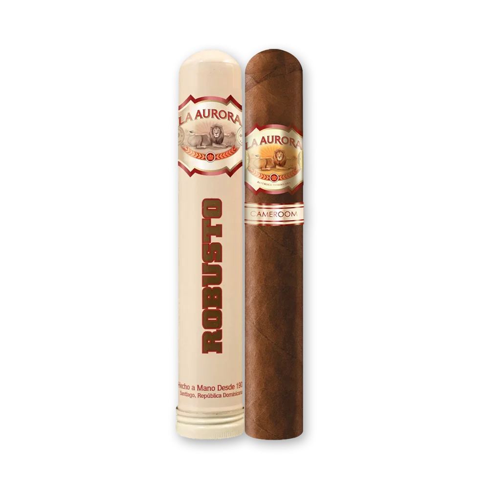 002 Charuto La Aurora Robusto Deluxe com capa colorado em tubo individual